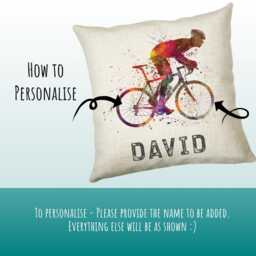 Personalised Cycling Cushion Gift Boys Girls Bedroom Printed Name Design - Birthday Pillow Sport Competition Decor Cs271 - thumbnail 3