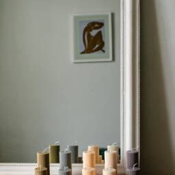 Elegant Ecru Ribbed Pillar Soy Candles Handmade Home Decor - thumbnail 2