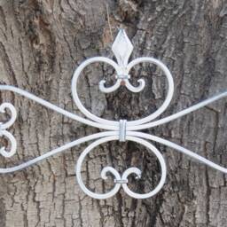 Fleur De Lis Metal Wall Art, Scrolled Wrought Iron Decor, French Lilac Finish - thumbnail 2