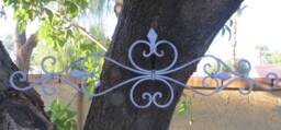 Fleur De Lis Metal Wall Art, Scrolled Wrought Iron Decor, French Lilac Finish - thumbnail 1