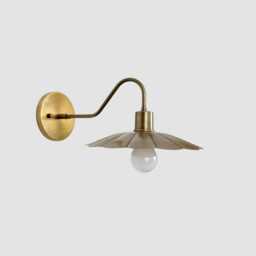 Modern Brass Wall Light Vintage Style Floral Lighting High Amber Glass Flower Sconce - thumbnail 3