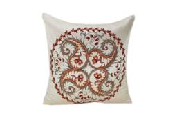 Hand-Embroidered Silk Suzani Pillow Cover - thumbnail 1