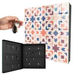 Geometric Pattern Wall Mounted Key Cabinet, Beige Box For Home, Geometry, Lovers Of Modern Designs - thumbnail 1