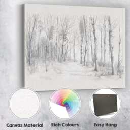 Minimalist Winter Woodland Pencil Sketch Forest Landscape Canvas Wall Art Print Decor Picture Ready To Hang - thumbnail 2
