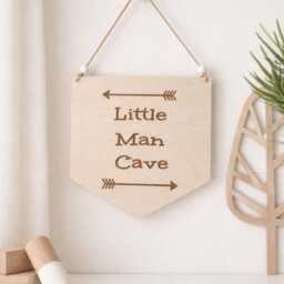 Little Man Cave Nursery/Playroom/Bedroom Wall Hanging Lmc93 - thumbnail 2