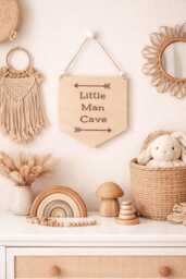 Little Man Cave Nursery/Playroom/Bedroom Wall Hanging Lmc93 - thumbnail 1