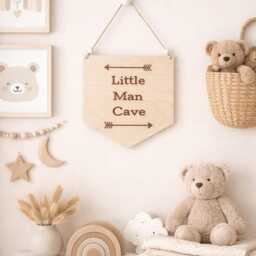 Little Man Cave Nursery/Playroom/Bedroom Wall Hanging Lmc93 - thumbnail 3