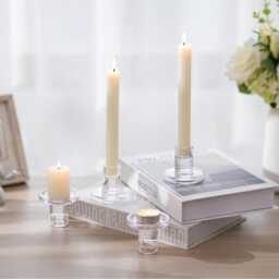 Clear Glass Candlestick Holders Elegant Table Centerpieces, Set Of 10 - thumbnail 3