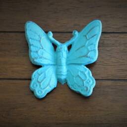 Cast Iron Butterfly Wall Hanging, Vintage Inspired Shabby Chic Decor - thumbnail 2