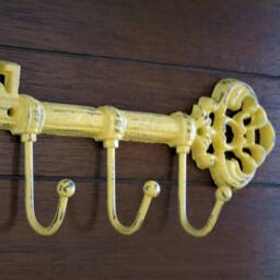 Summer Squash Yellow Shabby Chic Key Holder/Or Pick Your Color Skeleton Rack Metal Wall Hanger Kitchen Foyer Entrance Hook - thumbnail 2