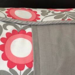 Floral Pillow Cover 16x20 Pink Magnolia, Aqua Peach With Lace - thumbnail 4