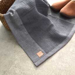Grey Black Waffle Industrial Style Linen Quick-Dry Bath Mat - Washable Bathroom, Shower Feet Rug - thumbnail 1