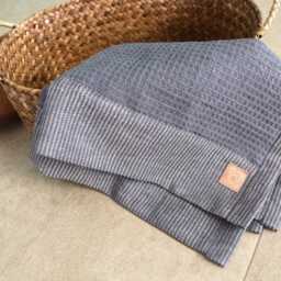 Grey Black Waffle Industrial Style Linen Quick-Dry Bath Mat - Washable Bathroom, Shower Feet Rug - thumbnail 3