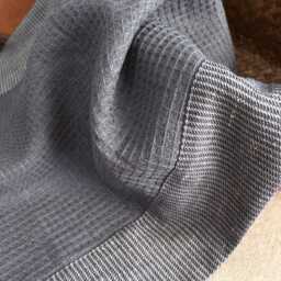 Grey Black Waffle Industrial Style Linen Quick-Dry Bath Mat - Washable Bathroom, Shower Feet Rug - thumbnail 2
