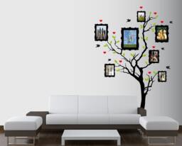 Large Wall Family Picture Frame Tree Decal With Hearts, Birds & Leaves Nursery 1163 - 6 Feet Tall