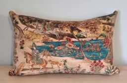 Gp J Baker Ramayana Velvet Indigo/Red & Omega Cushion Cover 35x55 cm - thumbnail 1