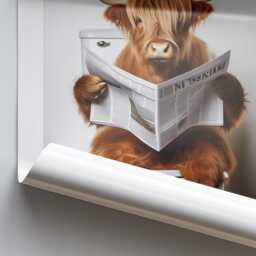 Highland Cow On Toilet Poster Bathroom Prints, Unique Home Decor, Cool Wash Room Print, Cute Wall Art, Humours Art - thumbnail 3
