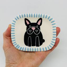 Handmade Ceramic Soap Dish Hand-Painted French Bulldog/Frenchie, Bathroom Accessory, Home Decor, Handcrafted Pottery - thumbnail 3