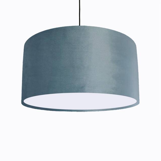 Duck Egg Blue Lampshade in Velvet With White Lining - image 1