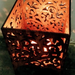 Wooden Lantern Tea Light Candle Holder Owl Woodland Scene - thumbnail 3
