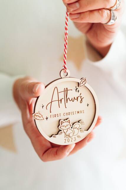 Babys First Christmas Bauble Cute Fox Design. 2025 Gift For Baby Or New Parents - image 1
