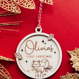Babys First Christmas Bauble Cute Fox Design. 2025 Gift For Baby Or New Parents - thumbnail 3