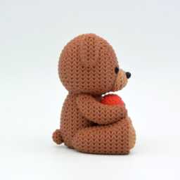 3D Printed Teddy Bear With Heart - Knitted Style Valentine's Gift - thumbnail 4