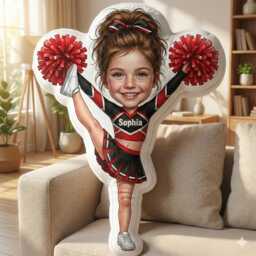 Personalized Cheerleader Shaped Pillow Custom Name High Kick Plush, Team Spirit Gift - thumbnail 4