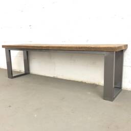 Industrial Bench Reclaimed Rustic Wood & Steel Bench By Designer Legs - thumbnail 2