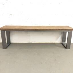Industrial Bench Reclaimed Rustic Wood & Steel Bench By Designer Legs - thumbnail 3