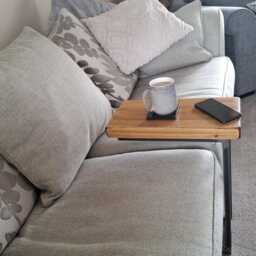 Handmade Ness C-Shaped Over Sofa Table Rustic Wood & Metal End L44xd22cm - thumbnail 3