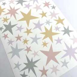 Pastel Fabric Star Wall Decals, Neutral Nursery Stickers, Reusable Peel & Stick Kids Decor - thumbnail 2