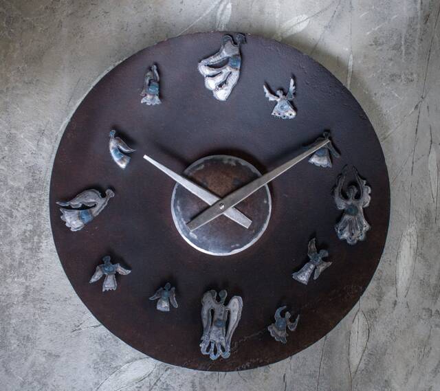 Large Round Metal Industrial Wall Clock With Angels, Made By The Steel Style Things - image 1