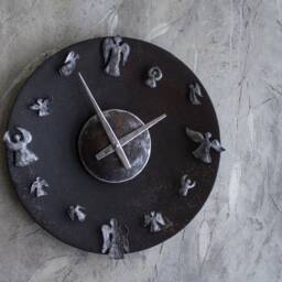 Large Round Metal Industrial Wall Clock With Angels, Made By The Steel Style Things - thumbnail 3