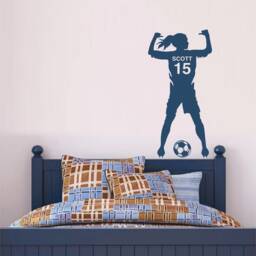 Personalised Footballer Name - Football Player Soccer Customisable Bedroom Kids Removable Vinyl Wall Decal Stickers - thumbnail 2