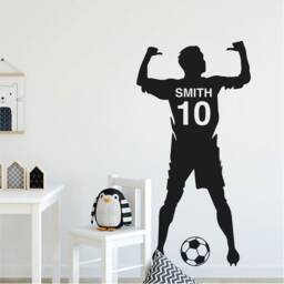 Personalised Footballer Name - Football Player Soccer Customisable Bedroom Kids Removable Vinyl Wall Decal Stickers - thumbnail 3