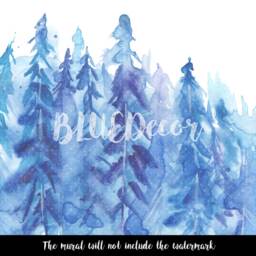 Watercolor Winter Trees Removable Wallpaper, Peel & Stick, Wall Covering, Decal, Repositionable, Decor, Mural, Art #74 - thumbnail 3