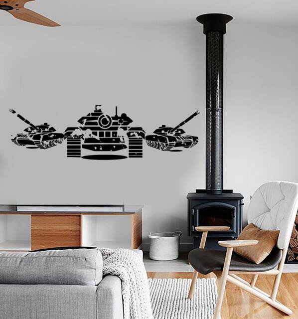 Wall Vinyl Tanks Army War Military Forces Guaranteed Quality Decal Mural Art 1645Dz - image 1