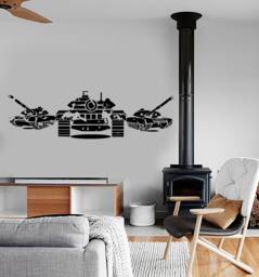 Wall Vinyl Tanks Army War Military Forces Guaranteed Quality Decal Mural Art 1645Dz - thumbnail 1