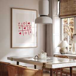 Love Tic Tac Toe Print Modern Romantic Wall Art - 8x12 To 24x36 Inches - thumbnail 2
