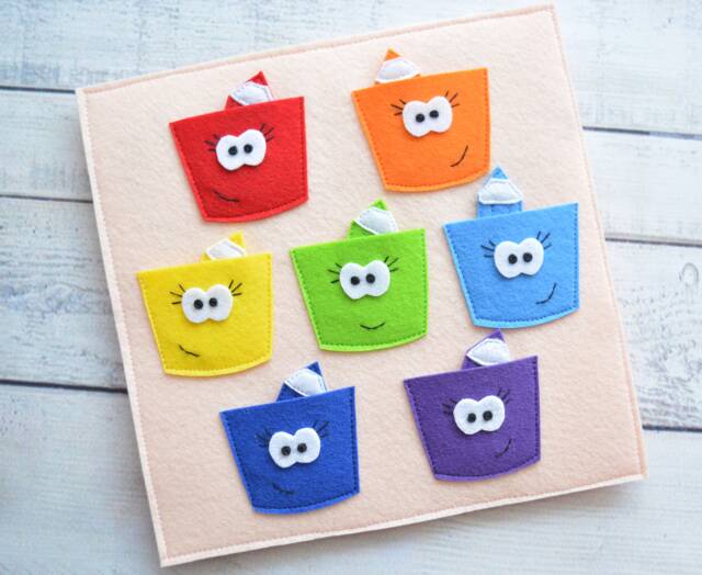 Felt Montessori Quiet Book Page Color Sorting Activity - image 1