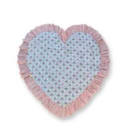 Heart Shaped Baby Play Mat, Vintage Blue Floral Ruffle, Padded Cotton - thumbnail 4