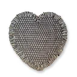 Heart Shaped Baby Play Mat, Vintage Blue Floral Ruffle, Padded Cotton - thumbnail 3