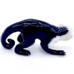 Miniature Ceramic Capuchin Monkey Little Animal Small White Black Yellow Figurine Tiny Statue Decoration Hand Painted Collectible Figure - thumbnail 2