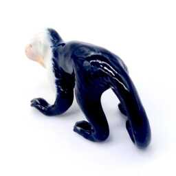 Miniature Ceramic Capuchin Monkey Little Animal Small White Black Yellow Figurine Tiny Statue Decoration Hand Painted Collectible Figure - thumbnail 3
