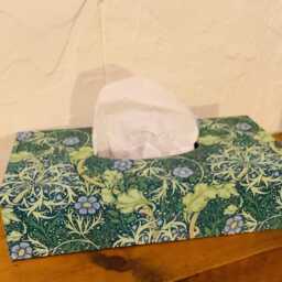 William Morris Inspired Tissue Box Cover Decoupaged Wooden Home Decor - thumbnail 2