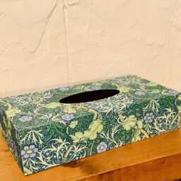 William Morris Inspired Tissue Box Cover Decoupaged Wooden Home Decor - thumbnail 3