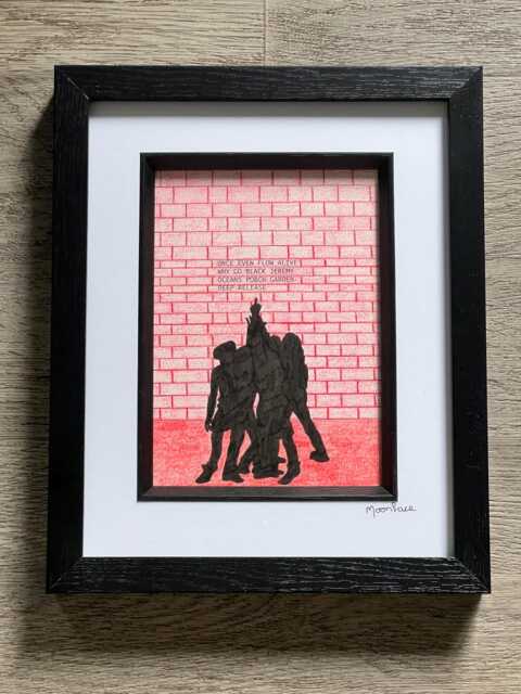 Pearl Jam Ten Album Cover Hand Drawn Original Framed Artwork - image 1