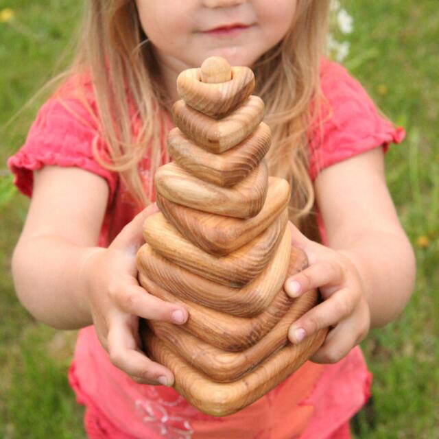 Handmade Wooden Stacking Pyramid Montessori Baby Toy - image 1