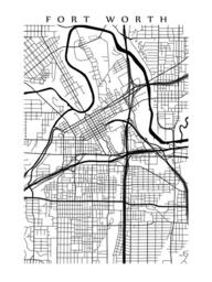 Fort Worth Map Art Print - Black & White Texas Home Decor - thumbnail 2